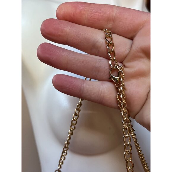 Pink Chainmail Mini Dress W/ Detachable Gold Chain Neck Strap & Draped Back OS - Picture 5 of 8